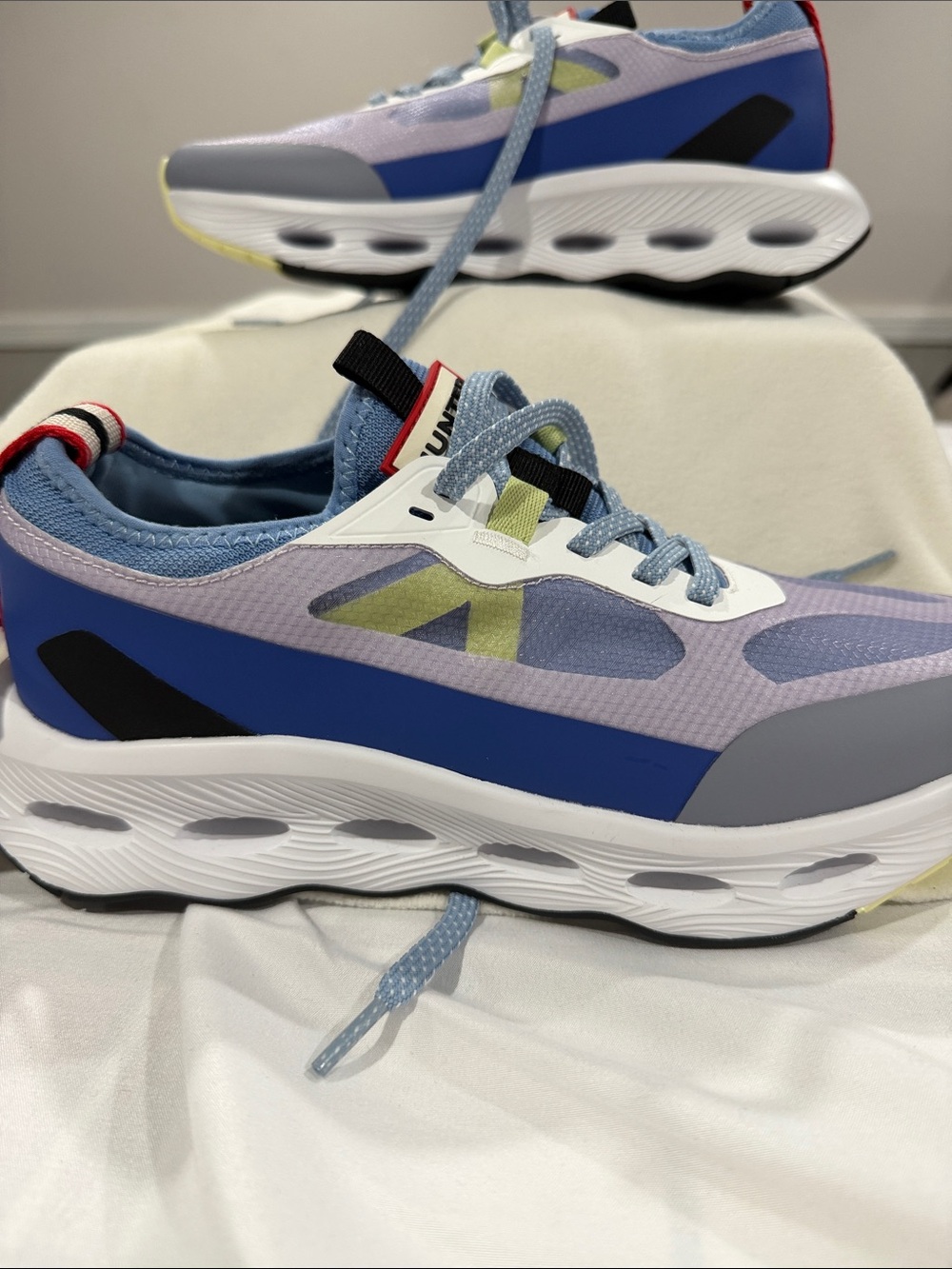 Hunter Blue, Lavender and Yellow Accent Athletic Sneakers